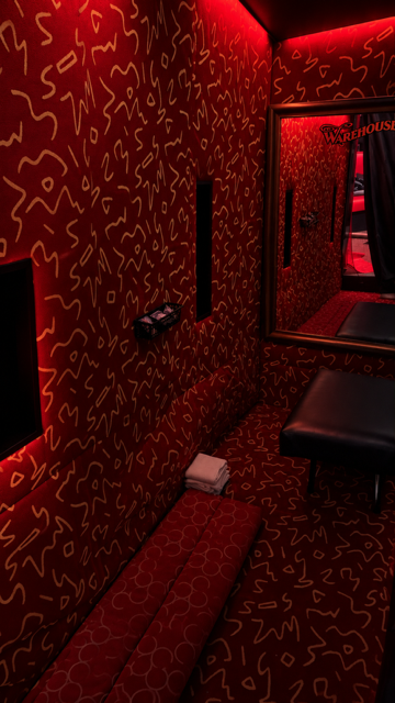 Private red room inside The Warehouse